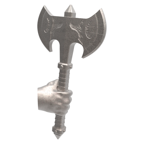 Hand of Glory - customizable modular magnetic hot-swap gaming miniatures, weapons, and items - Silver Shadowblade Axe